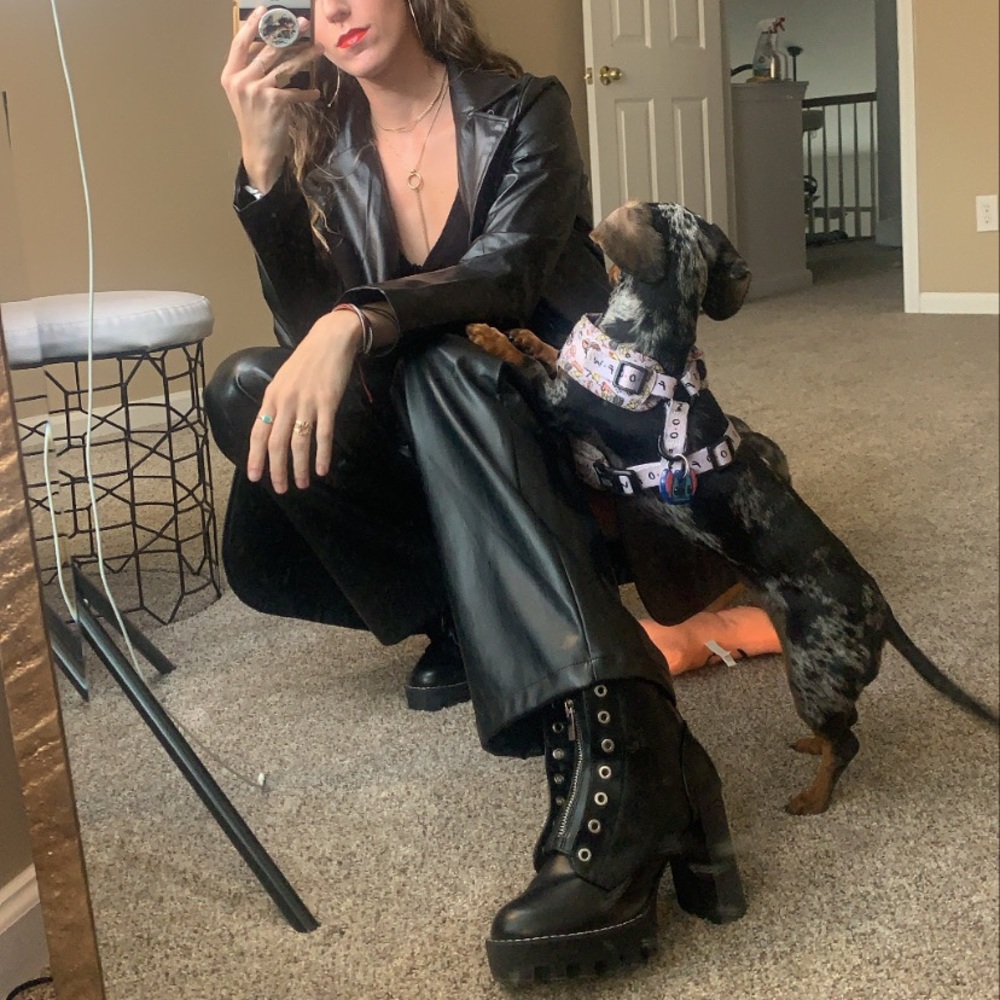 Faux Leather Flare Pants